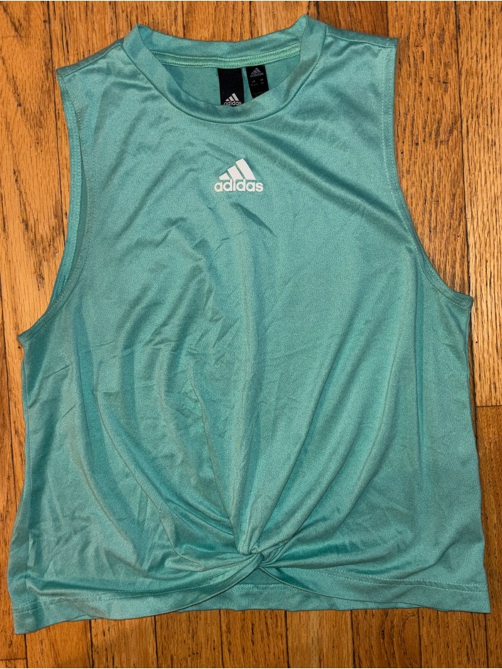 adidas Teal Twist-Front Sleeveless Training Tank